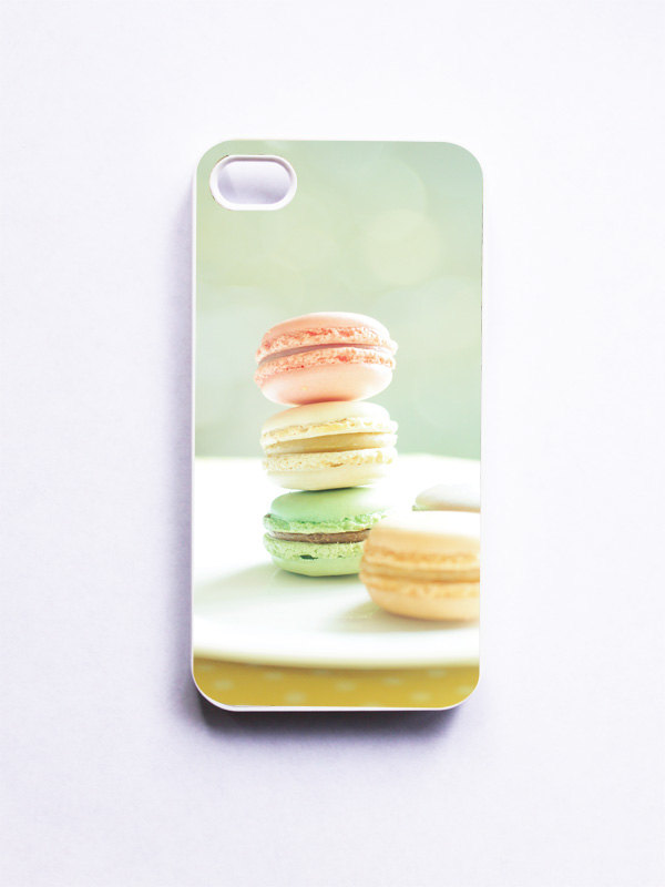 iPhone Case. French Macaroons. Macaron Photo. White Phone Case. iPhone 4 and 4S Accessory. Girly Pastel Colors. Geekery.