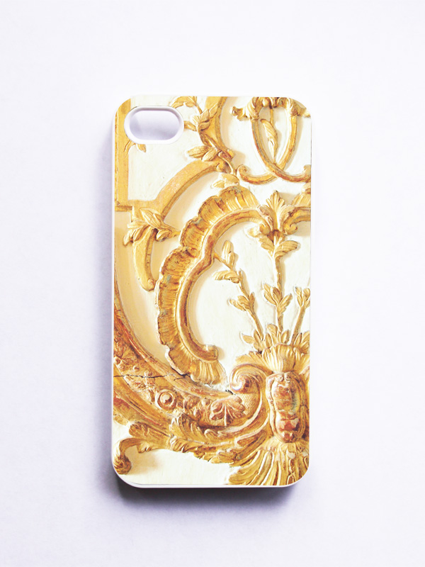 iPhone Case: Gold Lace. Versailles. White Cover. iPhone 4S Case. Rococo. Paris. Gold and White. Fine Art Photography.